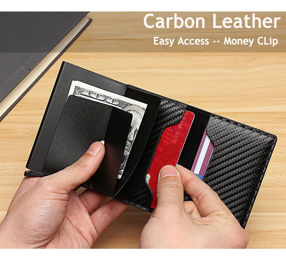 UCAF cửa hàng sợi carbon RFID chặn người đàn ông của ví gập đôi kẹp giữ tiền mặt đồ đựng thẻ Pouch-Thiết kế thon gọn