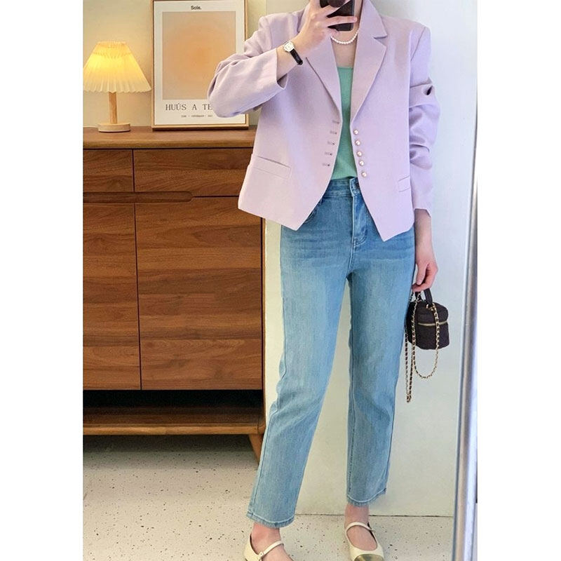 RULINWOODS Áo blazer nữ thời trang Hàn Quốc Blazer