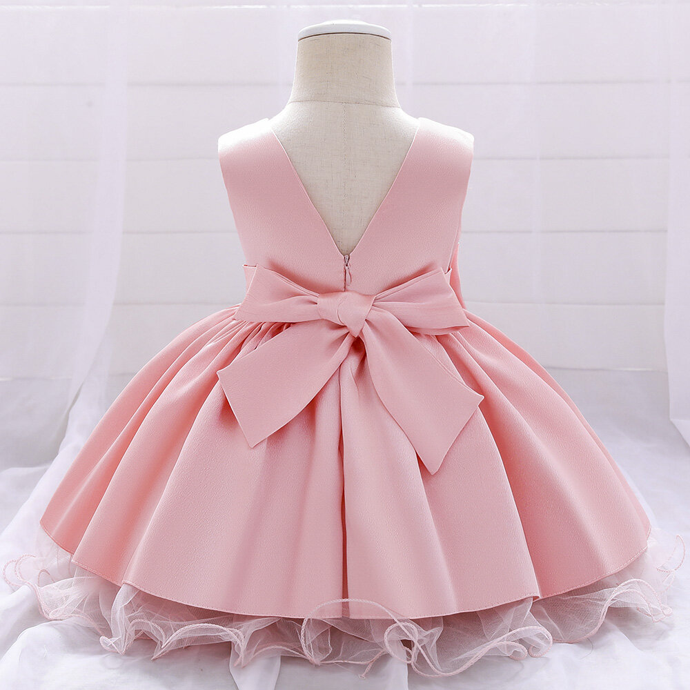 MQATZ Pageant 1st Birthday Dress For Baby Girl Clothes Short Sleeve Princess Dresses Lace Baptism Tutu Dress Infant Vestido 1-5 Year L1989XZ