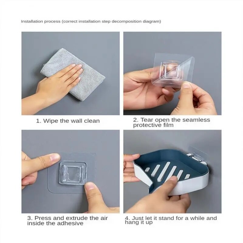 Polomat 1 chiếc kệ hộp xà phòng mới phụ kiện phòng tắm giá lưu trữ thoát nước sáng tạo Hộp xà phòng không đục lỗ gắn tường hai lớp