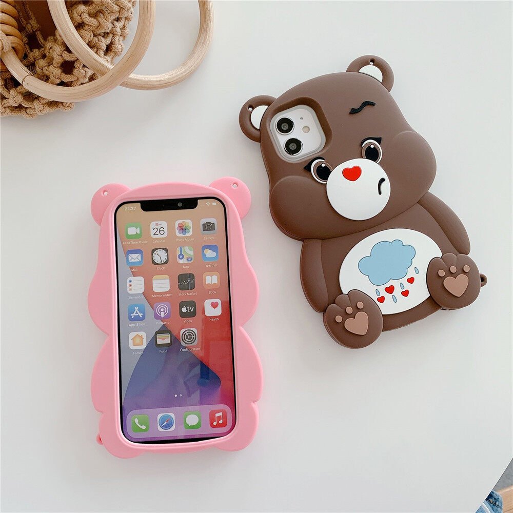 【Che Chở Toàn Bộ】đồ Chơi Giảm Căng Thẳng Giảm Căng Thẳng Ốp Silicon Đẩy, Ốp Lưng Dành Cho iPhone 11 12 Pro 6 6S Plus 7 8 Plus X XS XR XS Max 11 12 Mini Max Ốp Mềm Hình Gấu Cầu Vồng Dễ Thương