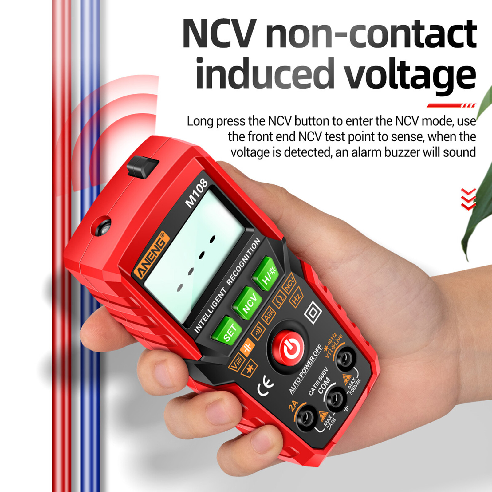 KKmoon ANENG Đồng Hồ Vạn Năng Kỹ Thuật Số Thông Minh M108 Đồng Hồ Vạn Năng NCV Phạm Vi Tự Động 4000 Số Đếm Máy Kiểm Tra Đa Năng Cầm Tay Vôn Kế Ampe Kế Có Đèn Nền Đèn Pin Điện Áp AC/DC & Điện Trở Dòng Điện Đo Tần Số Điện Dung