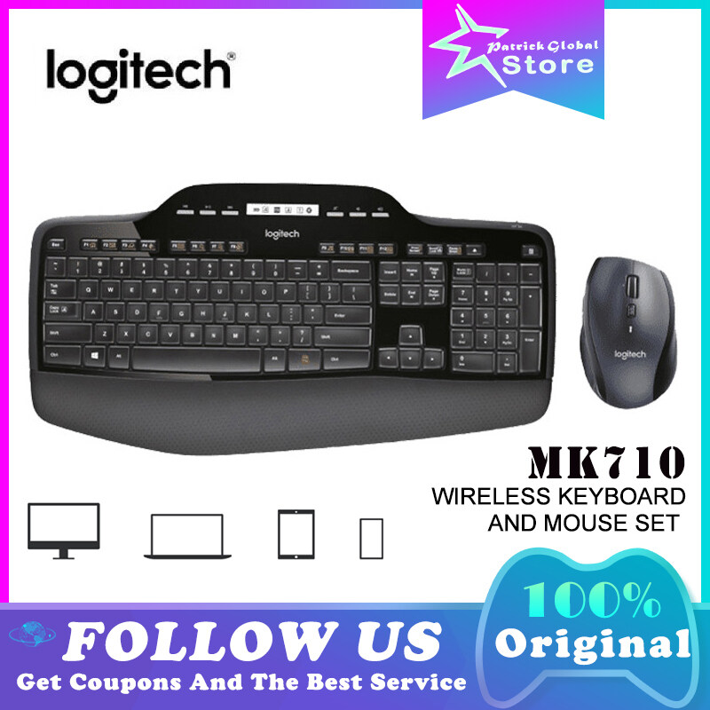 【New Arrivals】Logitech MK710 Wireless Keyboard Mouse Combs Set 2.4GHz Ergonomic Optical Mice LCD Control Panel for PC Game and Working Singapore