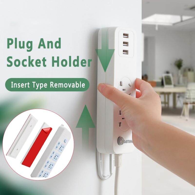 Magic Plug Holder Socket Holder Patch Panel Holder Sticker Wall Mount Plug Free Punch Wall Fixer Organization Socket Holder