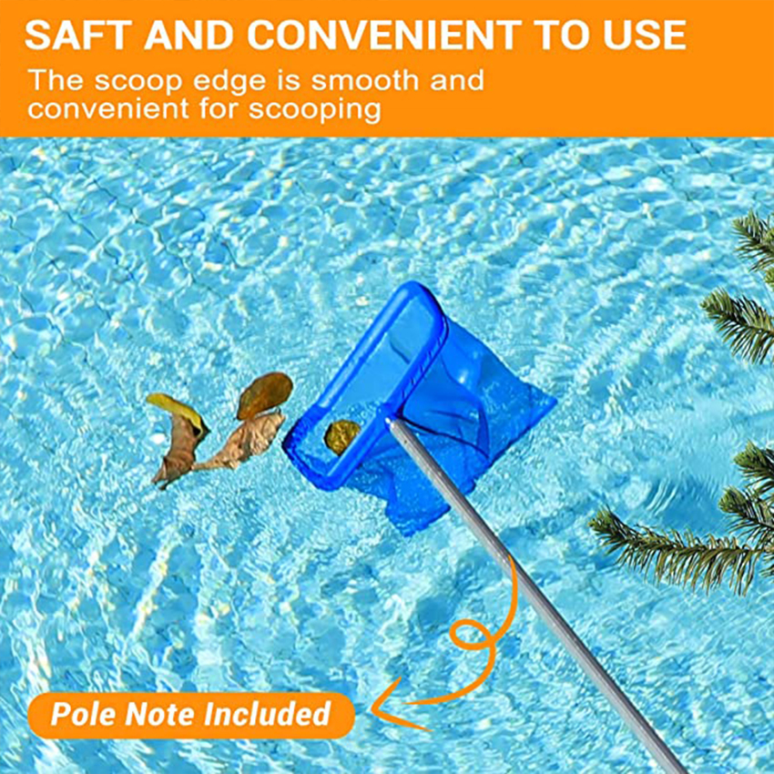 Pool Skimmer Net, Swimming Pool Leaf Skimmer Net With Reinforced Frame Larger Capacity Pool Nets For Cleaning Durable Deep Rake Net Easy Scoop Edge Debris Pickup Removal