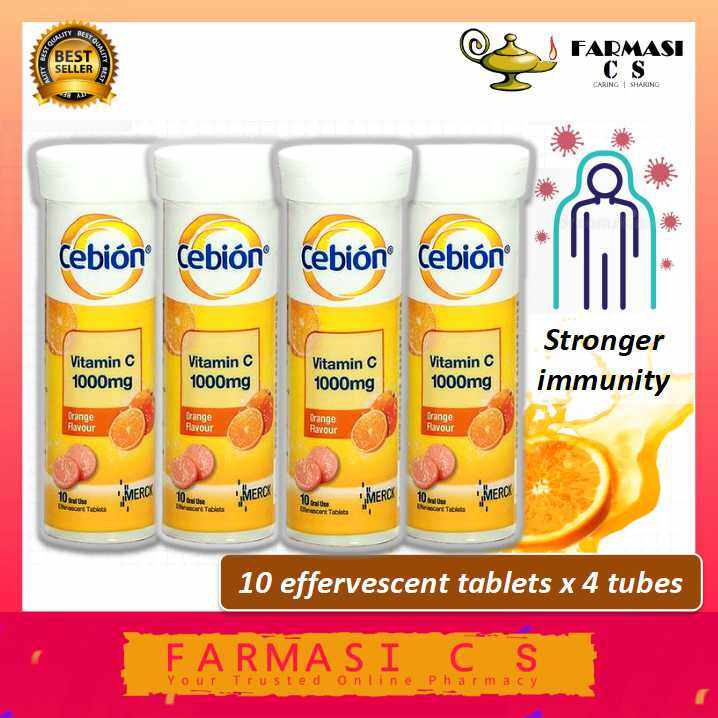 Cebion Effervescent Vitamin C 1000mg 10 effervescent tablets x 4 tubes