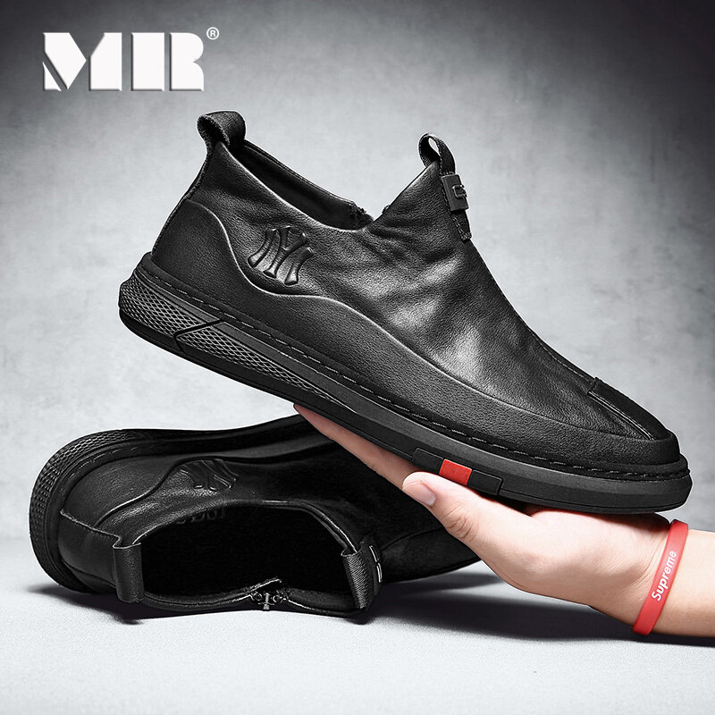 MR Fashion Autumn Men's Shoes 2020 New British Business Work Casual Leather Shoes Men's All-match Lazy Black Peas Shoes Slip-Ons & Loafers