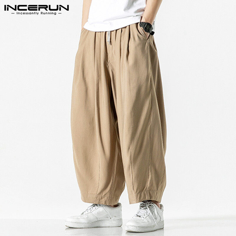 INCERUN Mens Womens Baggy Pants Loose Casual Wide Leg Trousers Long Pants Summer