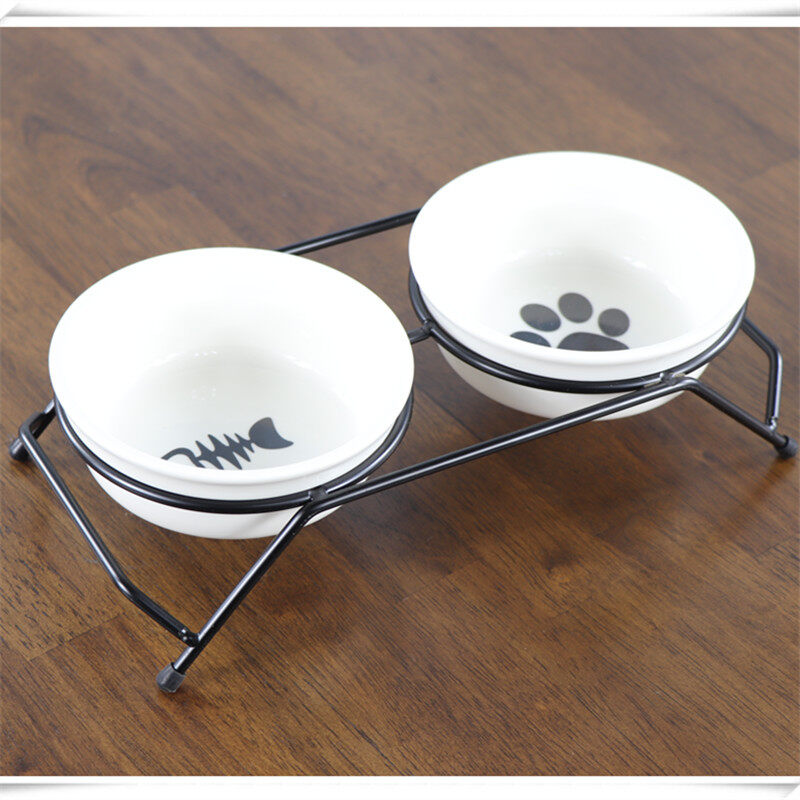 Pet Bảng Phim Hoạt Hình Bát Gốm Đôi Bát Bát Và Dây Bát Đứng Tách Rời Bát Cho Mèo Bát Cho Chó Bát Thức Ăn