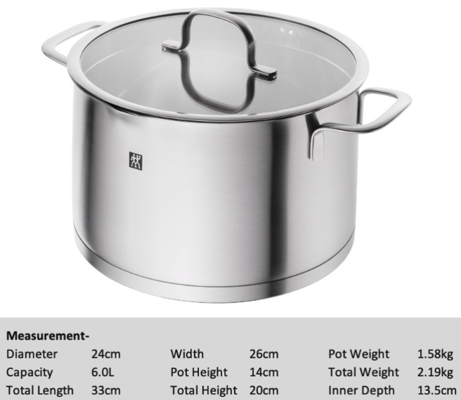 ZWILLING TRUEFLOW Stockpot 24cm/6L - Lazada | Lazada