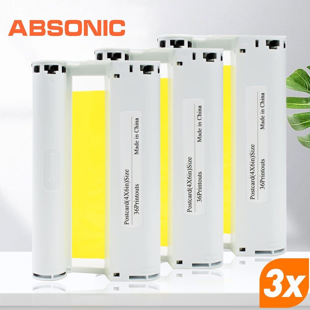 Absonic 1~5pk kp-108in kp-36in for canon selphy ink cartridge 6 inch for canon cp1500 cp1300 cp1200 cp910 cp900 photo printing