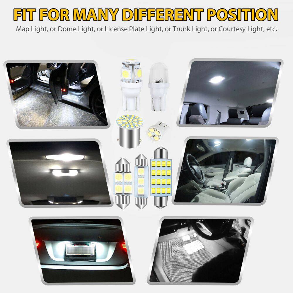 หลอดไฟป้ายทะเบียนรถท้ายรถสีขาว42ชิ้นแผนที่ LED สีประตูโดม - Podofo ...
