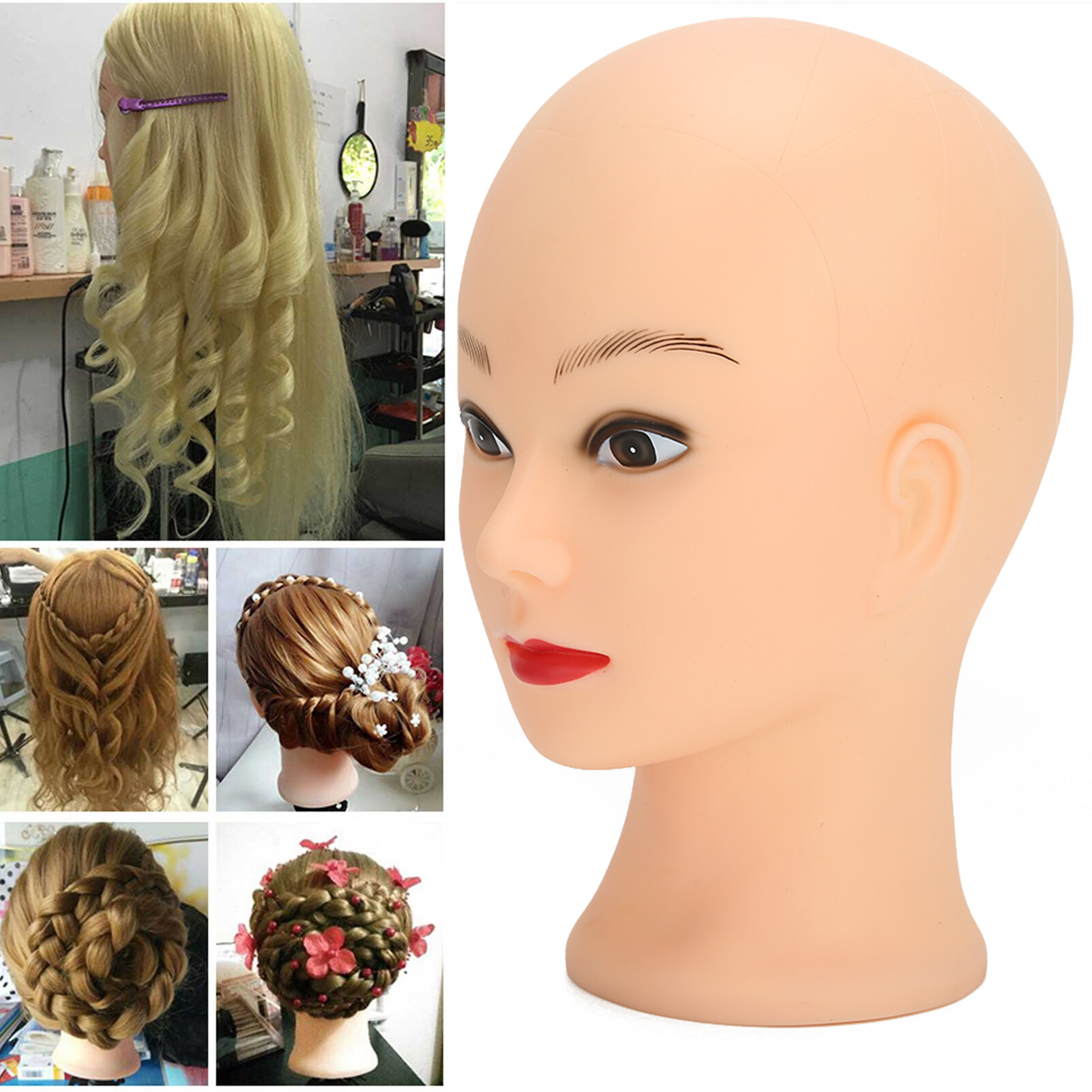 Mannequin Head Multi-Purpose PVC Cosmetology Training Bald Manikin Head for Wig Shop for Training