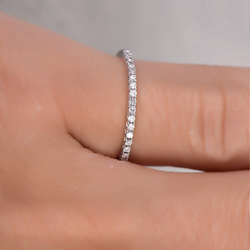 【Hot Bán, Chứng Khoán Sẵn Sàng 】 Nhẫn Kim Cương Một Hàng, Nhẫn Đôi Nhẫn Bạc