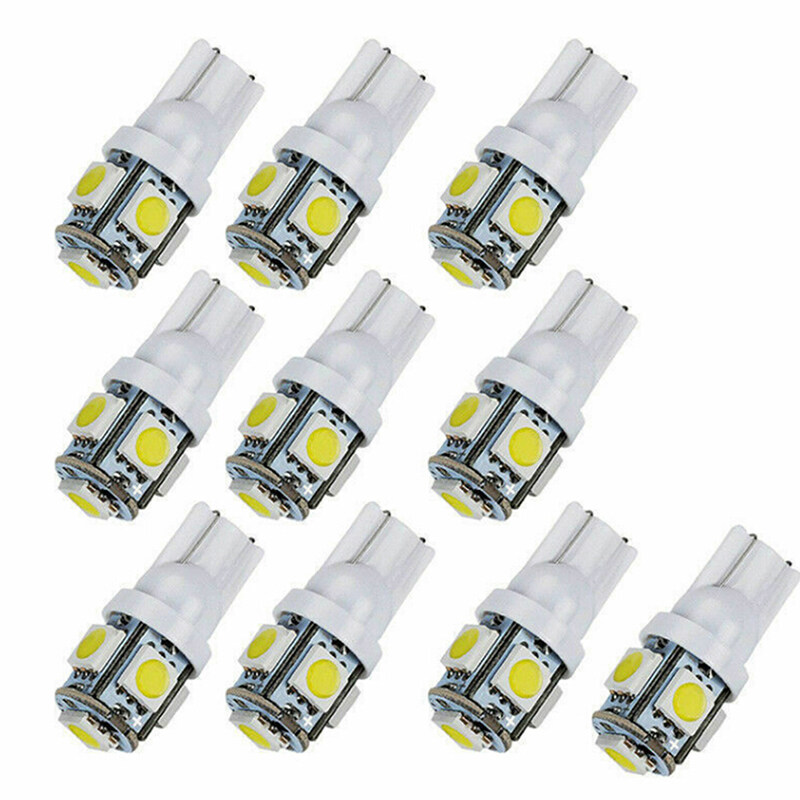 【Reday Stock】10Pcs White T10 Wedge 5-SMD 5050 5W5 LED License Plate Bulbs Indicator Light