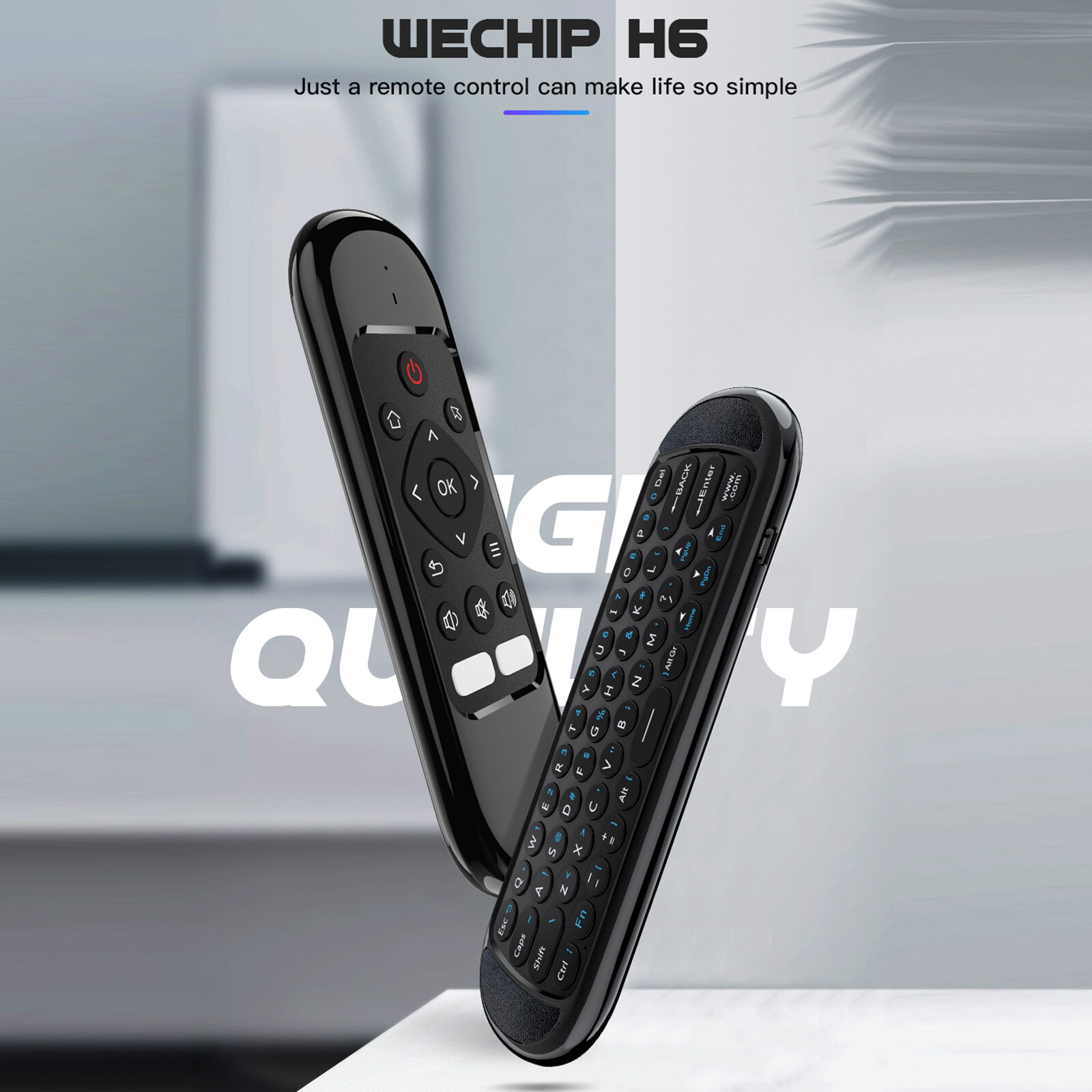 Wechip H6 Remote Control 2.4G Wireless Air Mouse Mini Keyboard IR Control Gyro Sensing Smart Remote Control Rechargeable for Game Android TV Box Mini PC Docooler