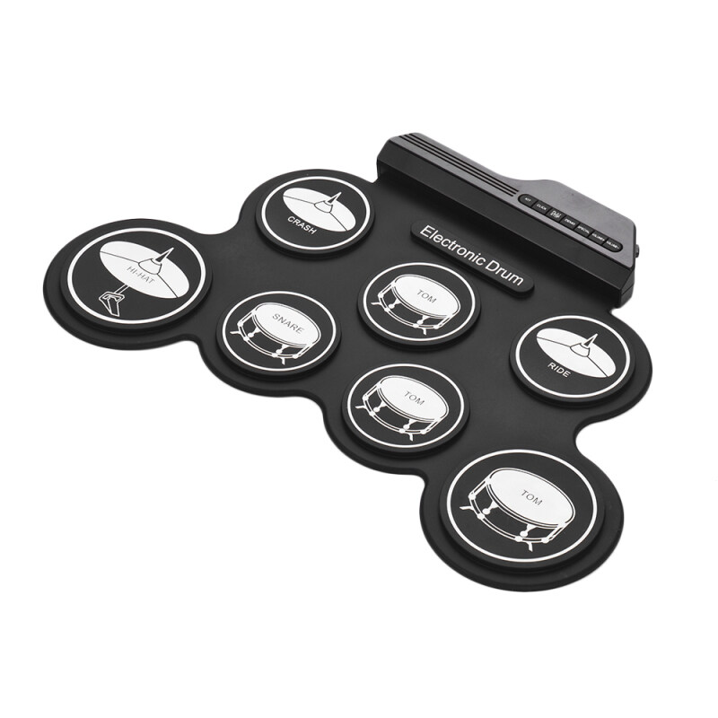 Bộ Trống Silicon CuộN USB Kích Thước Nhỏ Gọn Bộ Trống Điện Tử Kỹ Thuật Số 7 Miếng Trống Kèm Dùi Trống Bàn Đạp Chân Cho Người Mới Bắt Đầu Trẻ Em Trẻ Em