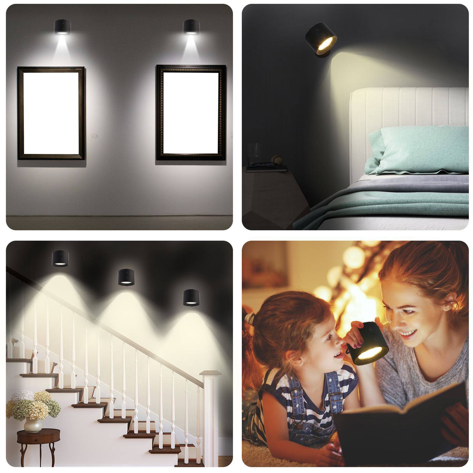 Màu RGB đèn tường đèn ban đêm có thể điều chỉnh mờ điều khiển từ xa có thể sạc qua USB cảm ứng đầu giường Đọc Sách Gắn tường ánh sáng