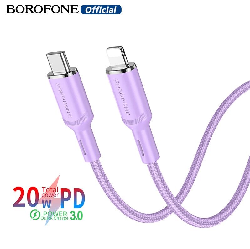 Borofone bx90 pd20w fast charging data cable type-c to lightning 3a cable for iphone 14 13 12 pro pro 12 mini xs max xr 8 usb c cable