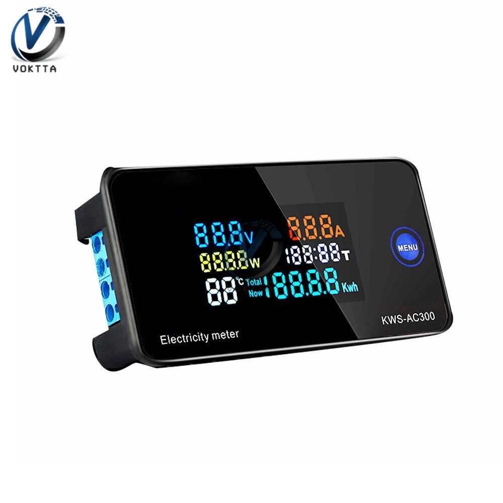 VOKTTA  AC 50-300V 10A 100A LCD sáu màn hình hiển thị đa chức năng điện áp hiện tại mét tần số Hệ số công suất Detector với máy biến áp
