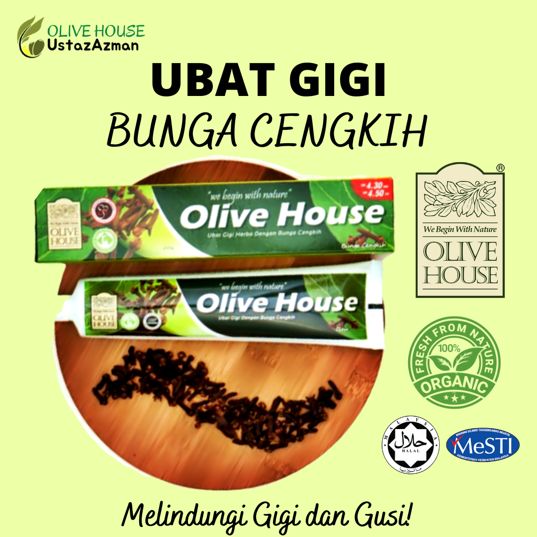 UBAT GIGI BUNGA CENGKIH OLIVE HOUSE MALAYSIA ORGANIK & HALAL TOOTHPASTE