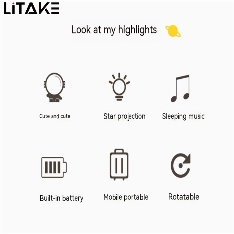 LITAKE Astronaut Star Projector Light Stepless Dimming Night Light Music Rotating Projector Lamp For Kids Bedroom