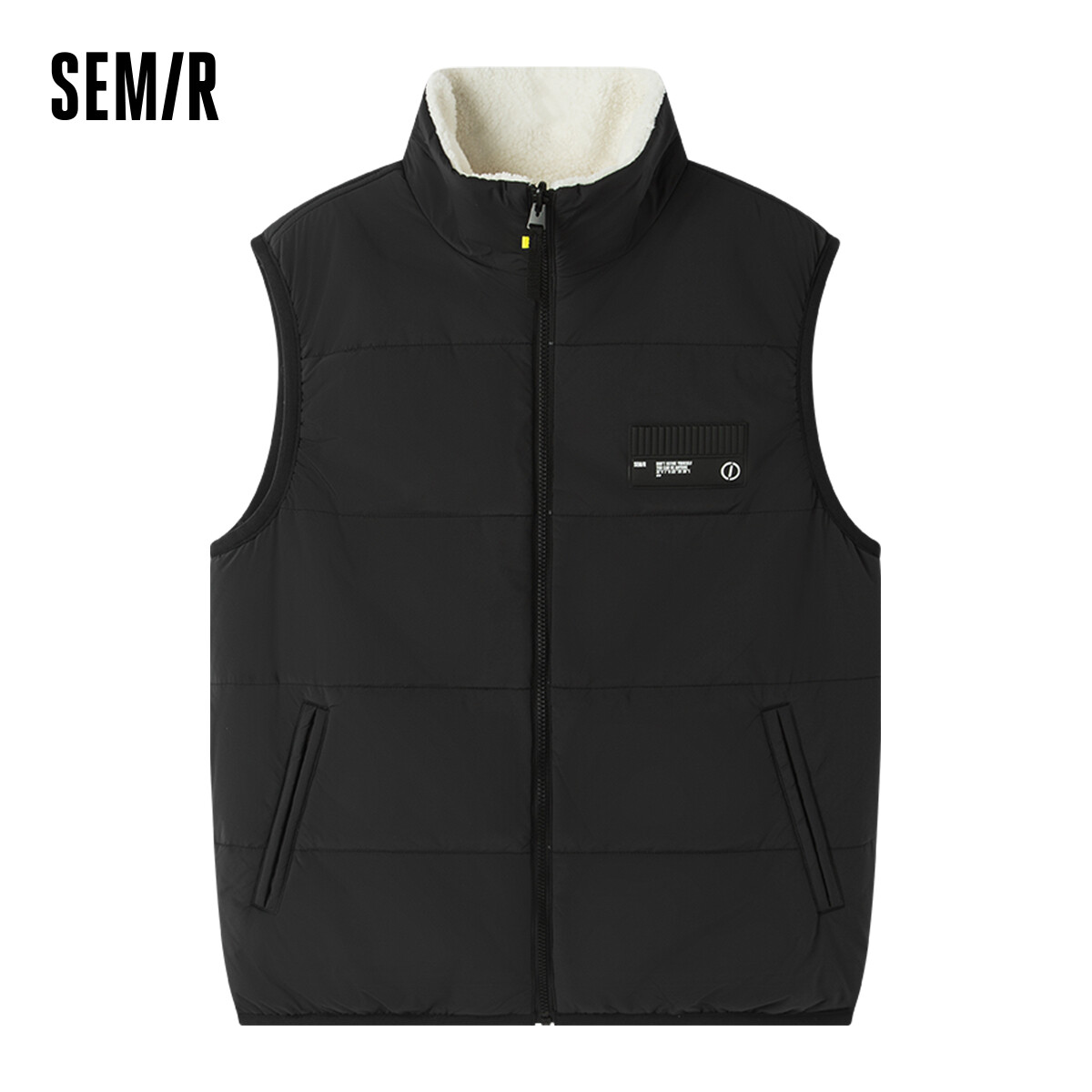 Semir Vest Men Loose Imitation Lamb Hair 2022 Black And White Contrast Double Sided Sleeveless Vest Fashion Winter New Couple