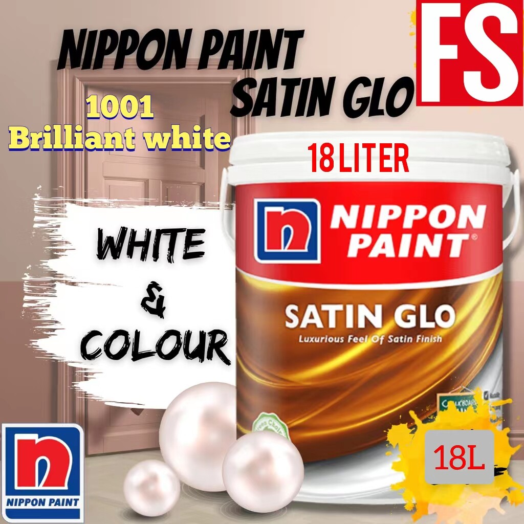 18L Nippon Paint Satin Glo 1001 Brilliant White Lazada