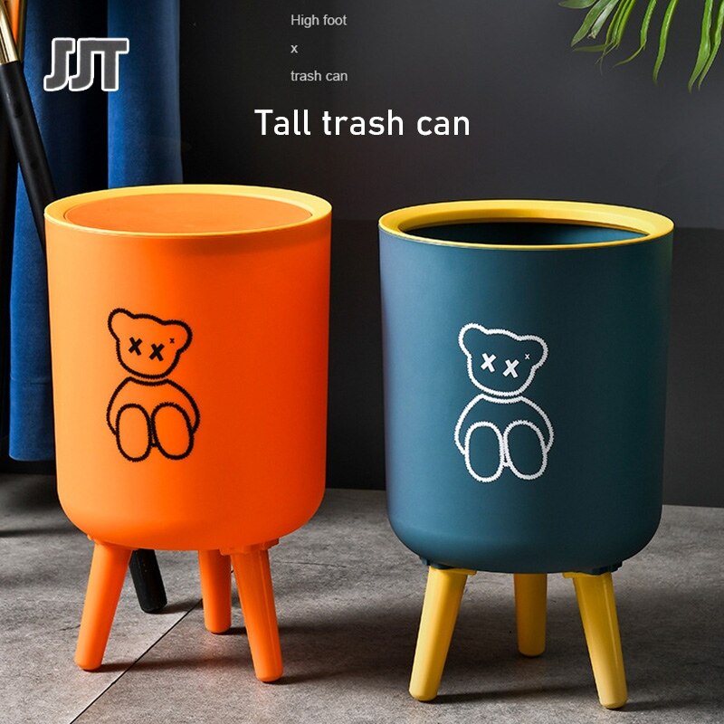 JJT rubbish bin trash can with lid creative house with cover press living room bathroom bathroom imitation wood rubbish bin