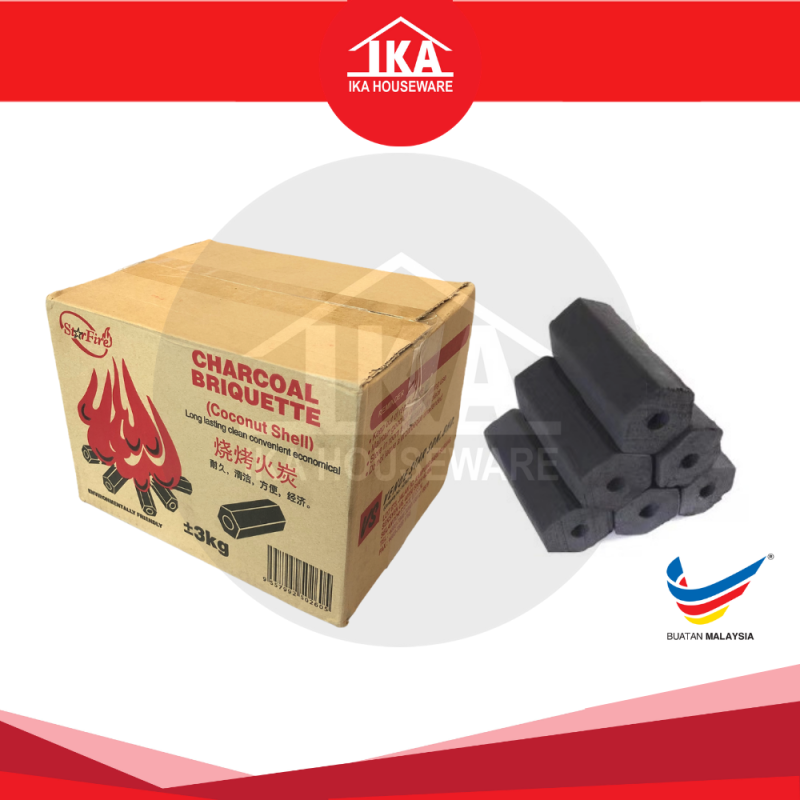 IKA Star Fire Charcoal Briquette 3KG+/- (Coconut Sheel) / BBQ Batu Arang 3KG+/-