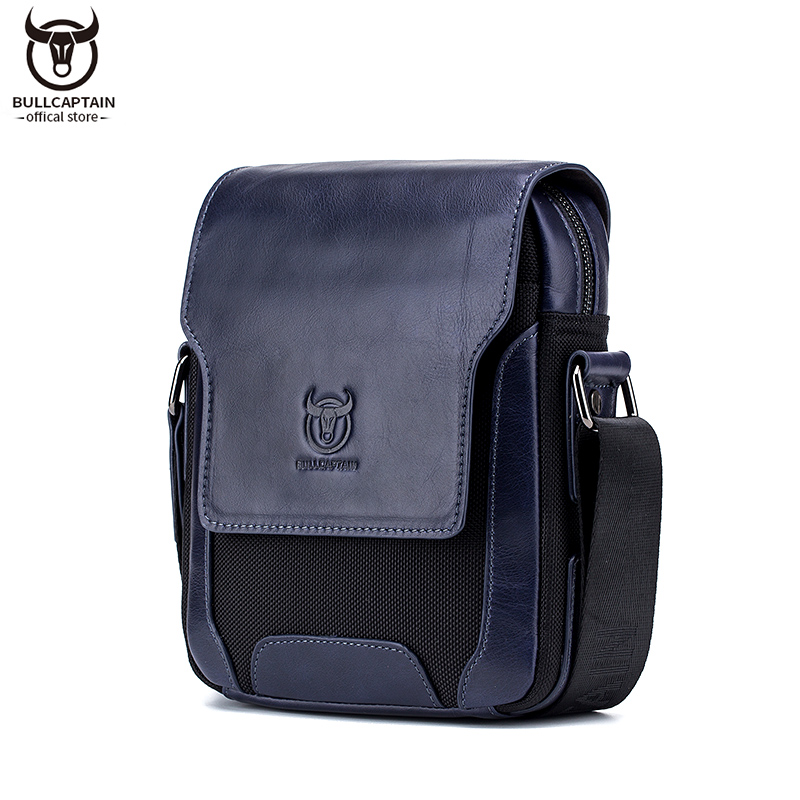 Bullcaptain Đeo Vai Da túi đưa thư nam của thời trang kinh doanh 7.9 inch Túi đựng máy tính bảng đa chức năng thoáng khí chống trầy xước Túi Messenger