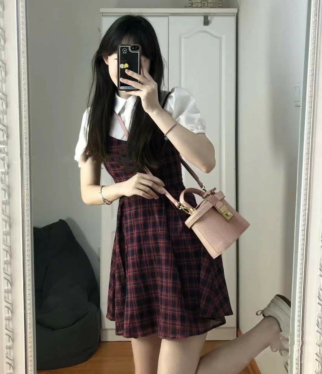 XIYUYI Đầm Cho Nữ ĐầM Giả Kẻ Sọc Tay Phồng Hai Lớp