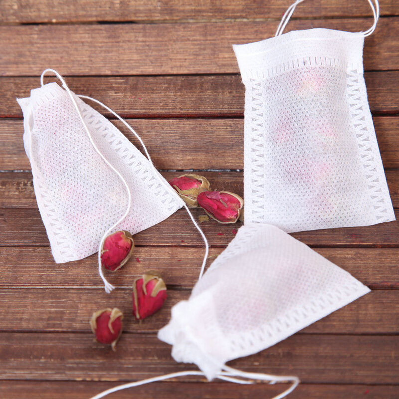100 Pack Disposable Tea Filter Bags, Tea Infuser Bags Drawstring Paper Empty Tea Bags for Loose Tea