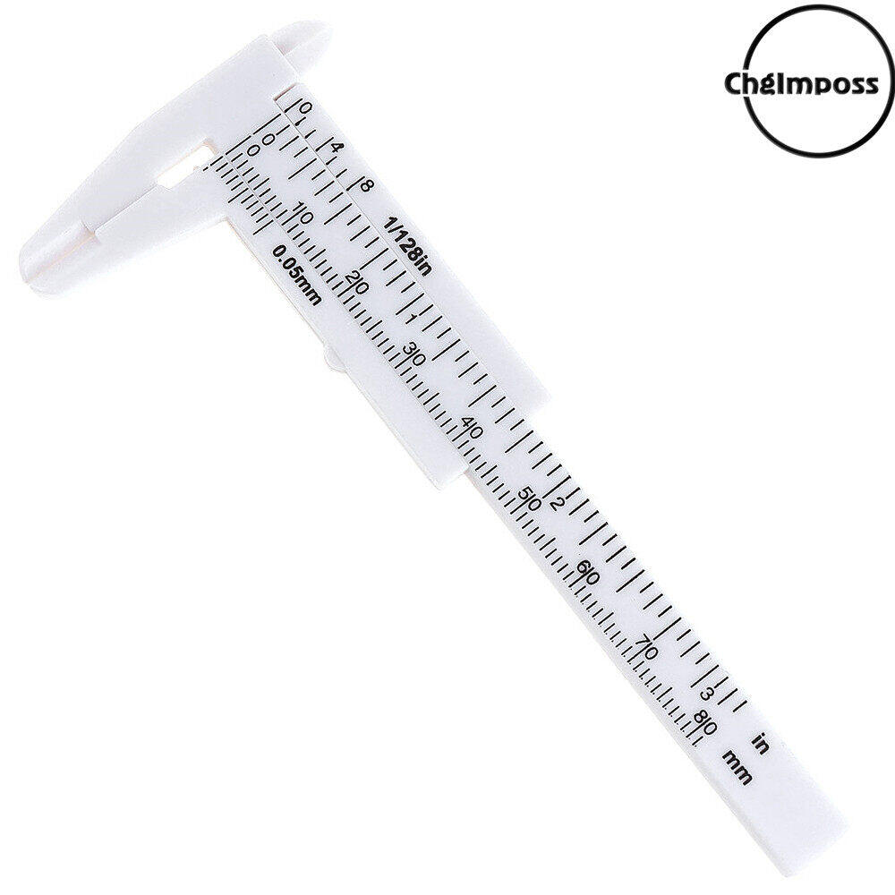 ChgImposs Double Scale White Plastic Vernier Caliper 0-80mm for Students / Antique Measure