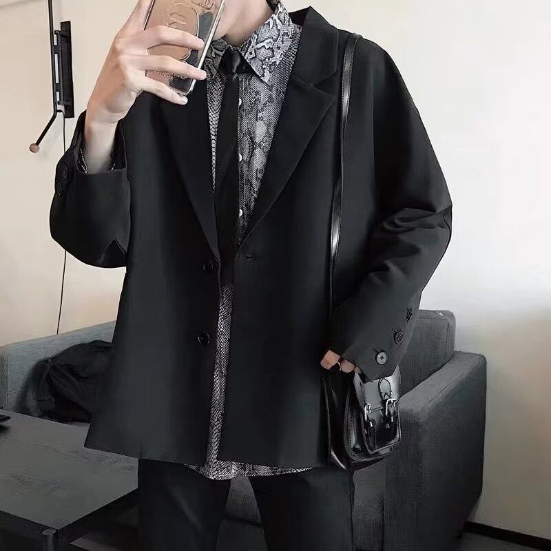 TIDE BEAR Suit men's short brown coffee color jacket casual trend suit slim fit versatile handsome top
