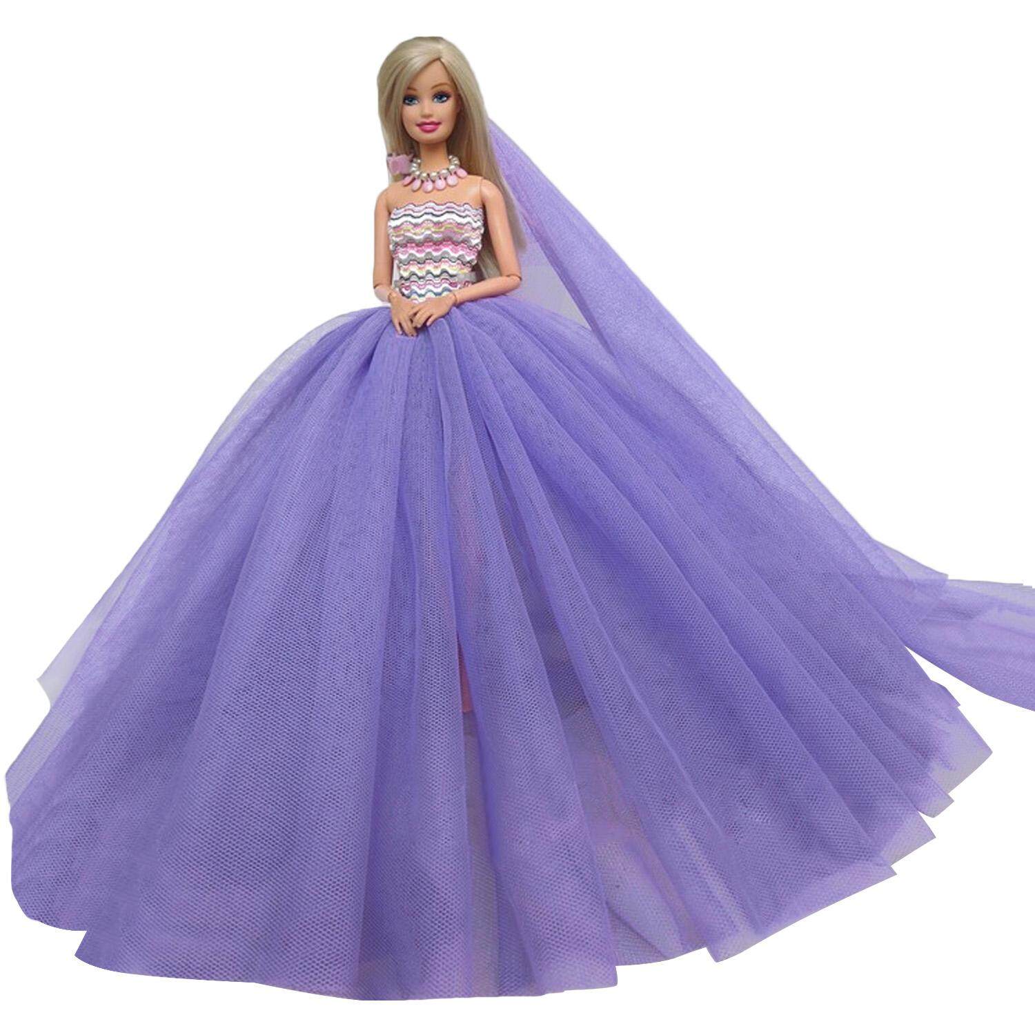 Fashion Wedding Party Dress Outfit Clothes Costume for Barbie Dolls Accessories Children Girls Birthday Festival Gift