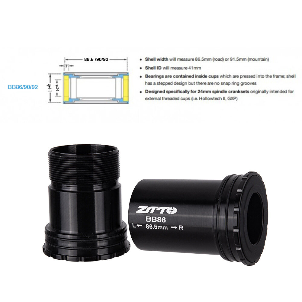 ZTTO BB86 24mm Ceramic BB92 BB90 Press Fit Bottom Brackets Thread Lock For Road Bike Mountain Bike 24 Axis Crankset Chain Set