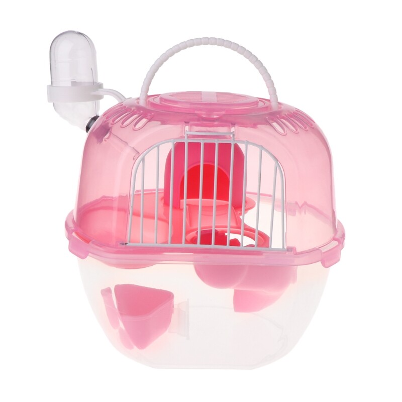 Hamster Cage Outdoor Portable Travel Double Layer Living House Carrying Plastic