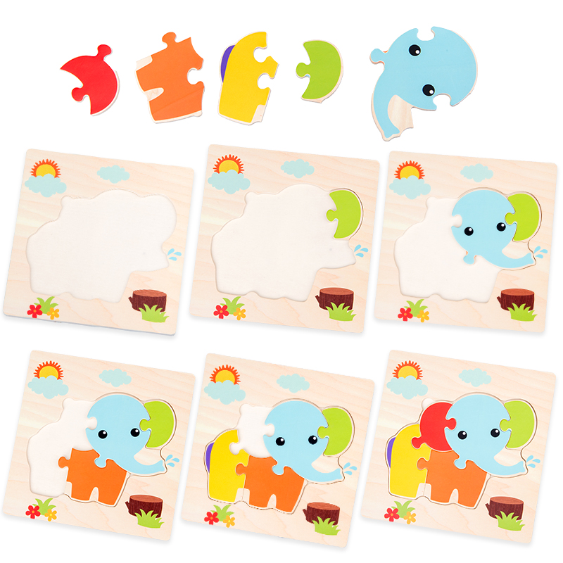 Baby Toys Wooden 3d Puzzle Tangram Shapes Learning Cartoon Animal ...