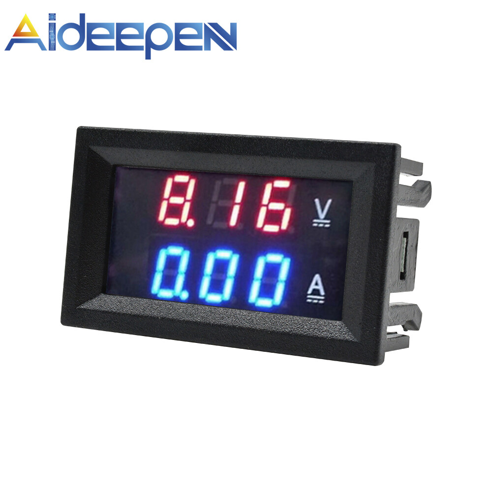 Original Aideepen DC 100V 50A Voltmeter Ammeter Blue + Red LED Dual Digital Volt Amp Meter Gauge