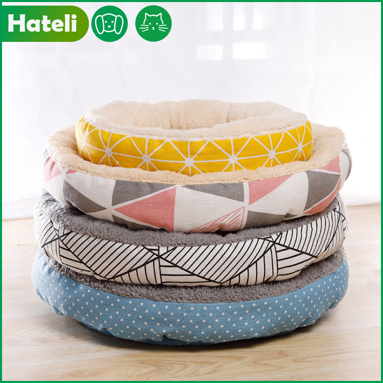 Dog Lamb Fleece Canvas Simple Round Kennel Dog Nest