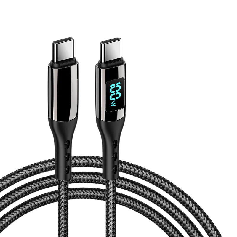 Usb type c to usb c cable pd100w/5a led display fast charge wire cord for xiaomi samsung huawei phone