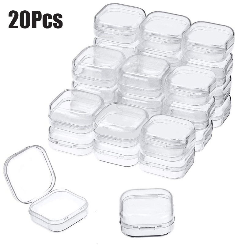 1-20 Chiếc Hộp Nhỏ Hộp Nhựa Trong Suốt Hình Vuông Hộp Đựng Trang Sức Hộp Đựng Hoàn Thiện Hộp Đựng Đóng Gói Cho Hoa Tai