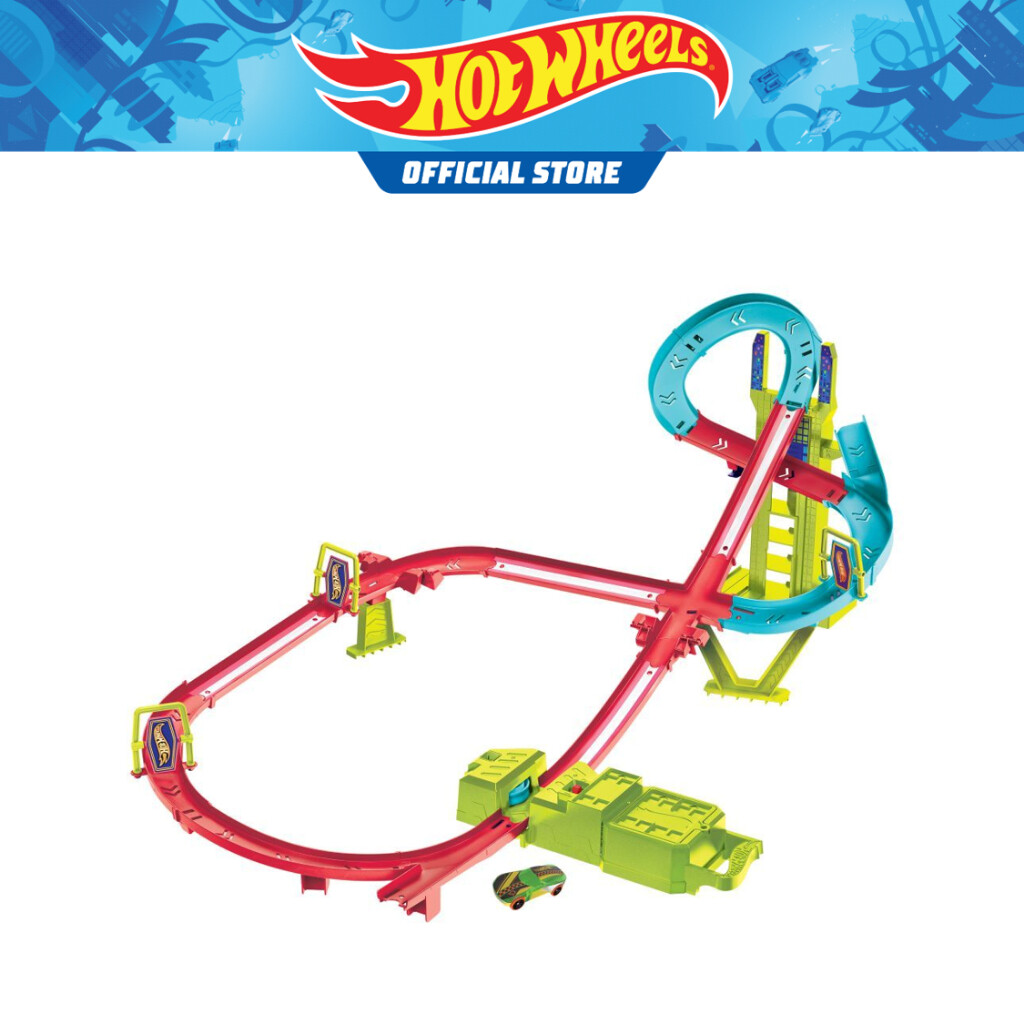 Hot Wheels Neon Speeders Skyscraper Speed Circuit Track Set (HPC07