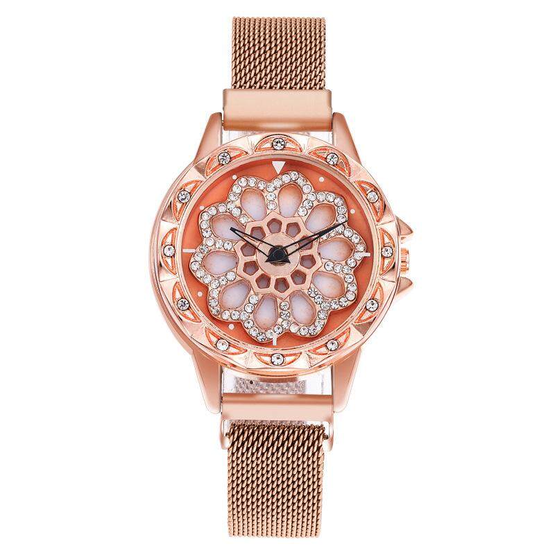 360 degree rotation Women Mesh Magnet Buckle Starry Sky Watch Luxury Fashion Ladies Geometric Quartz Watch. Malaysia