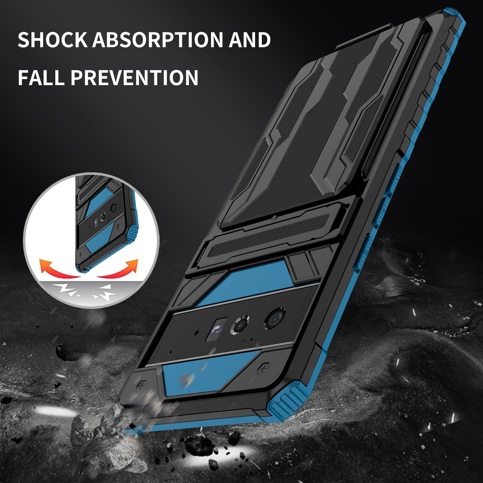 For Google Pixel 6 Pro Pixel 8 Pro Case Cover Rugged Shockproof Protective Card Slots Holder Hybrid Magnetic Kickstand Phone Case Cover