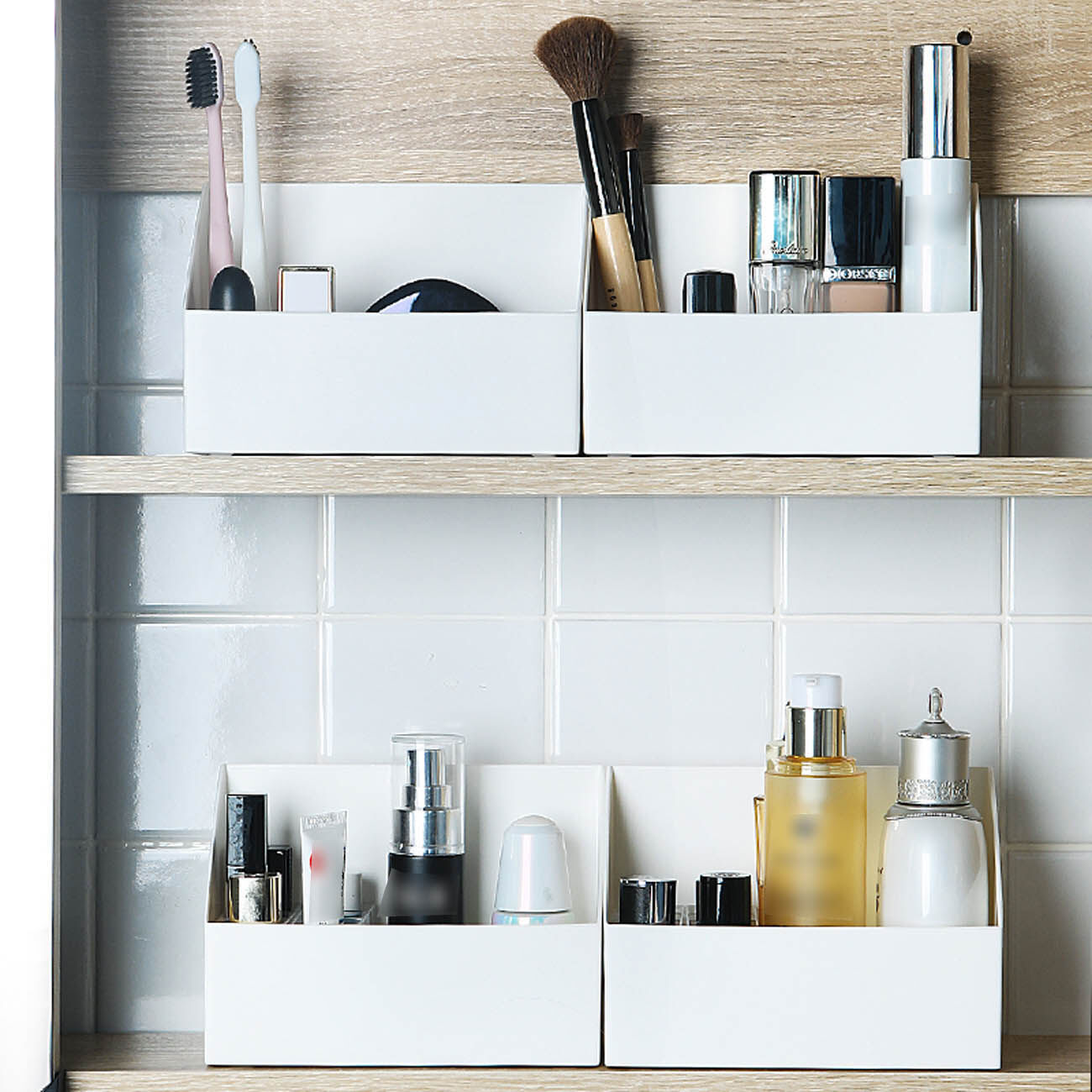 CNMF Mirror Cabinet Skincare Organizer Cosmetic Storage Box with Mini Sorting Box Dressing Table Organizer