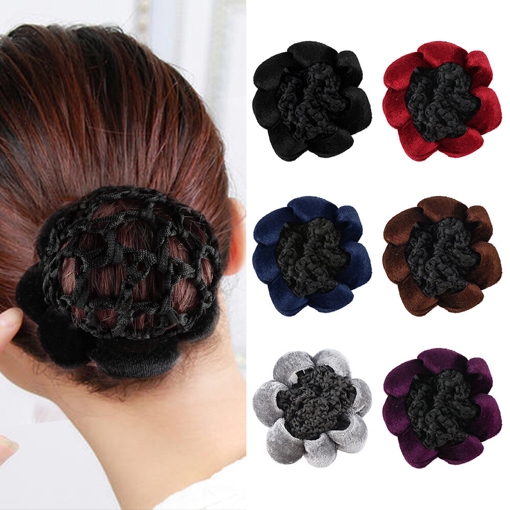 Hot Sale Women Fashion Lace Velet Edge Elastic Bun Cover Hair Nets Updo Styling Tool Ballet Crochet Snood