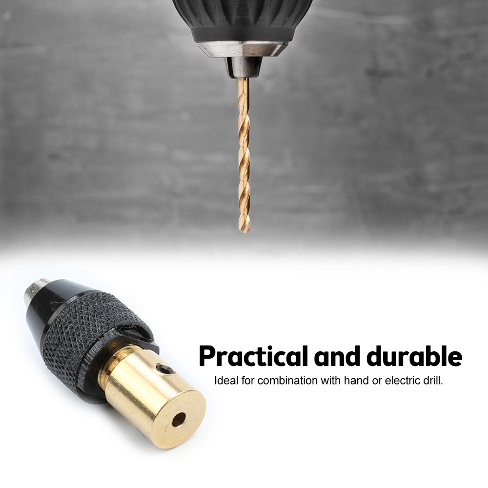 Micro Electric Drill Self Tightening Drill Chuck, Hand Electric Drill 0.5-3mm Drill Bit Chuck Adapter, Drill Bit Chuck Sleeve Kit, Chuck, Brass Woodworking Tool, Small Electric Grinder, Woodworking Brass Drill Chuck, Center Shaft, Three Jaw Chuck