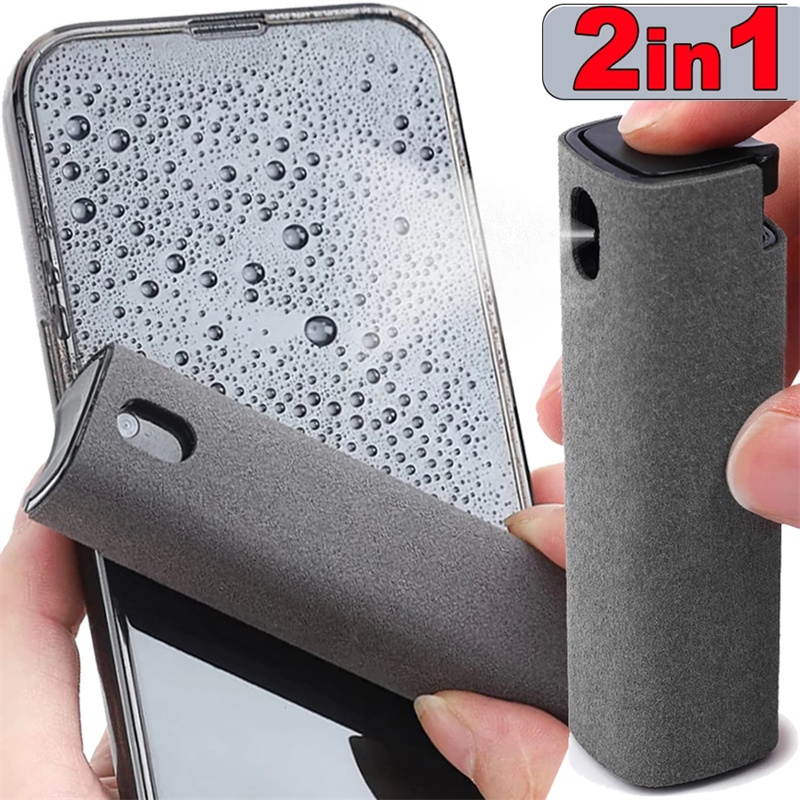 Bộ Bình Xịt Vệ Sinh Màn Hình Vi Sợi 2in1 Khăn Lau Kính Vi Sợi Cho Máy Tính Điện Thoại Di Động